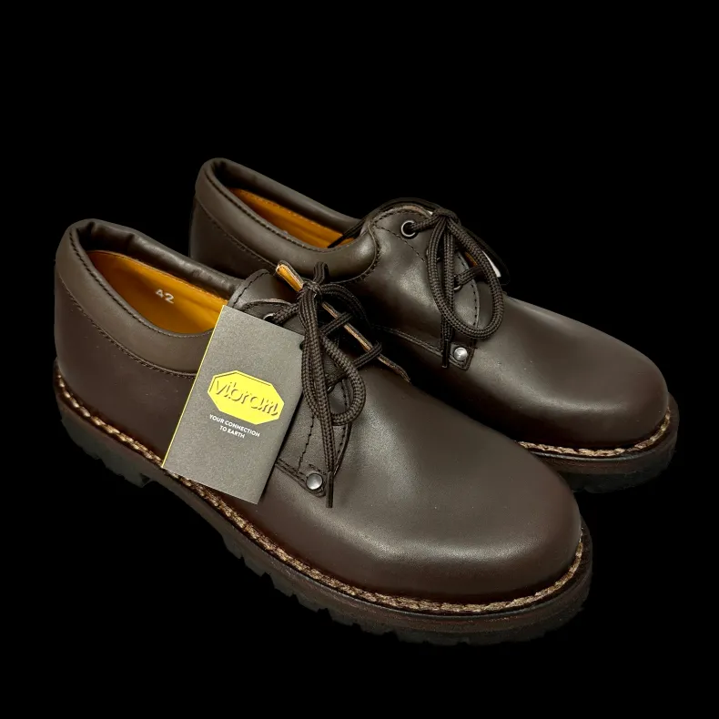 Work Shoe In Dark Brown Leather And Vibram Rubber