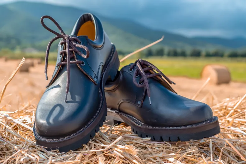 Work Shoe In Dark Brown Leather And Vibram Rubber