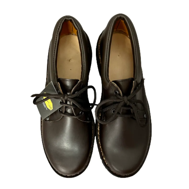 Work Shoe In Dark Brown Leather And Vibram Rubber