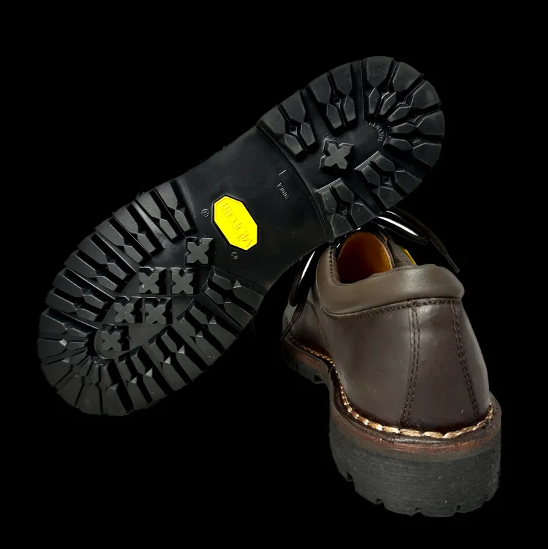 Work Shoe In Dark Brown Leather And Vibram Rubber