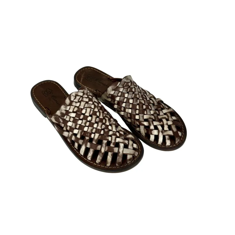 Woven Leather Sabot Slipper T. Dark Brown Mod. Formentera