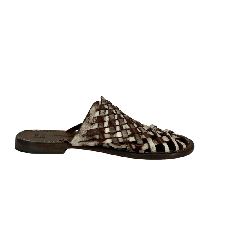 Woven Leather Sabot Slipper T. Dark Brown Mod. Formentera