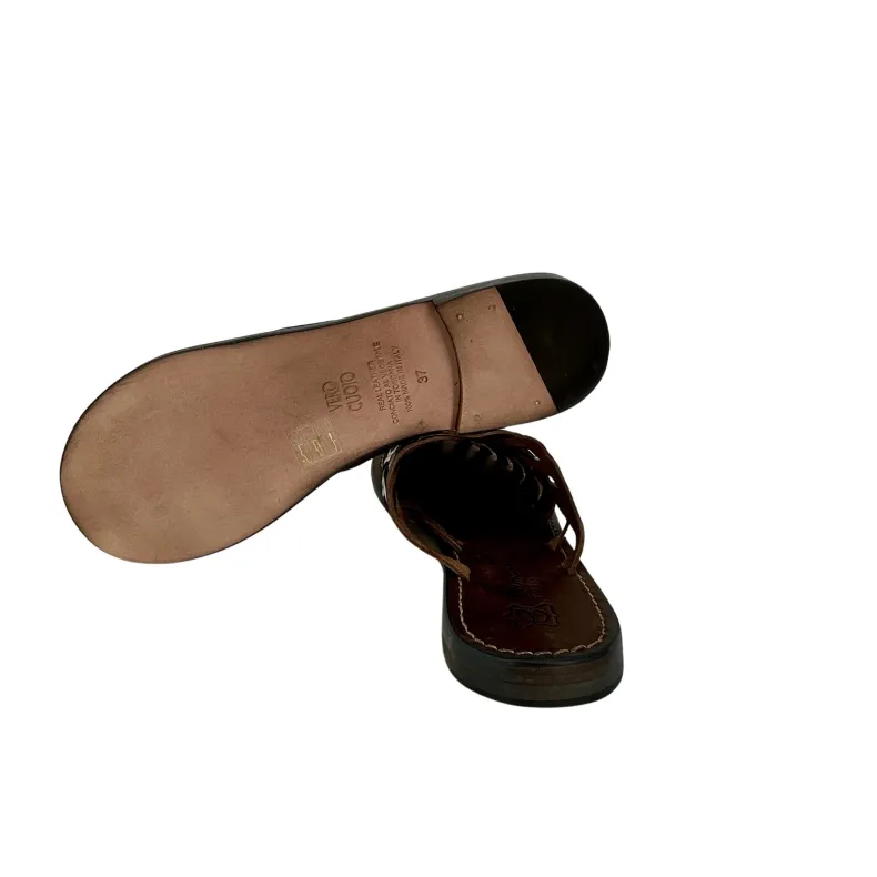 Woven Leather Sabot Slipper T. Dark Brown Mod. Formentera